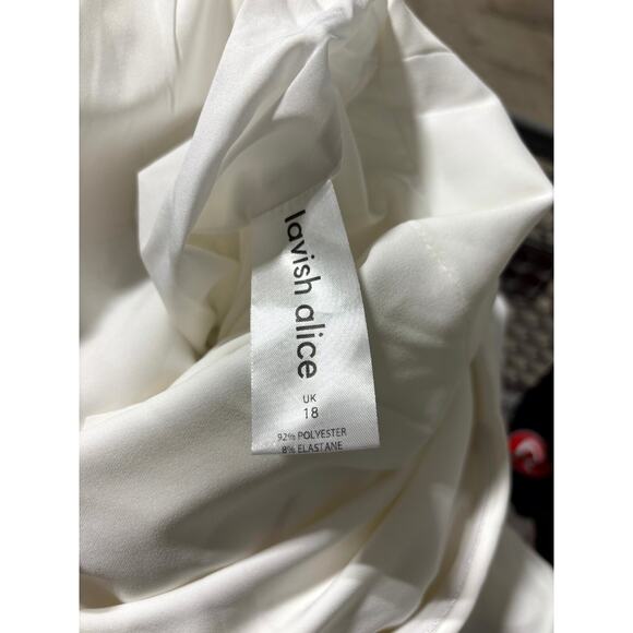 Bride Party Dress Shower Plus 14 White Draped Ruffle One Shoulder Lavish Alice - Picture 7 of 8